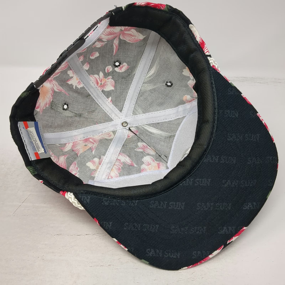 San Sun C.H. Dredge & Company Trucker Black Floral Rope Snapback Hat Vintage