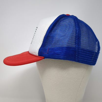 Blue White Red Trucker Hat One Size SQUAD American Flag Mesh Rope Snapback USA