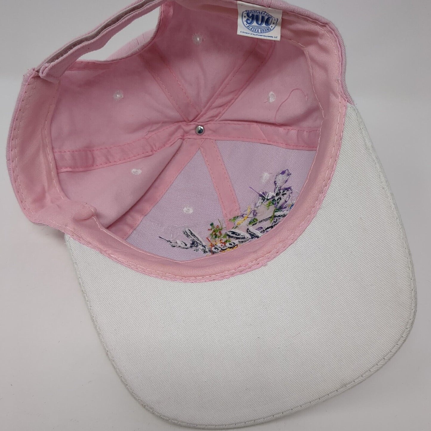 Alaska Strapback Hat Pink One Size Adjustable Embroidered Flower 6 Panel
