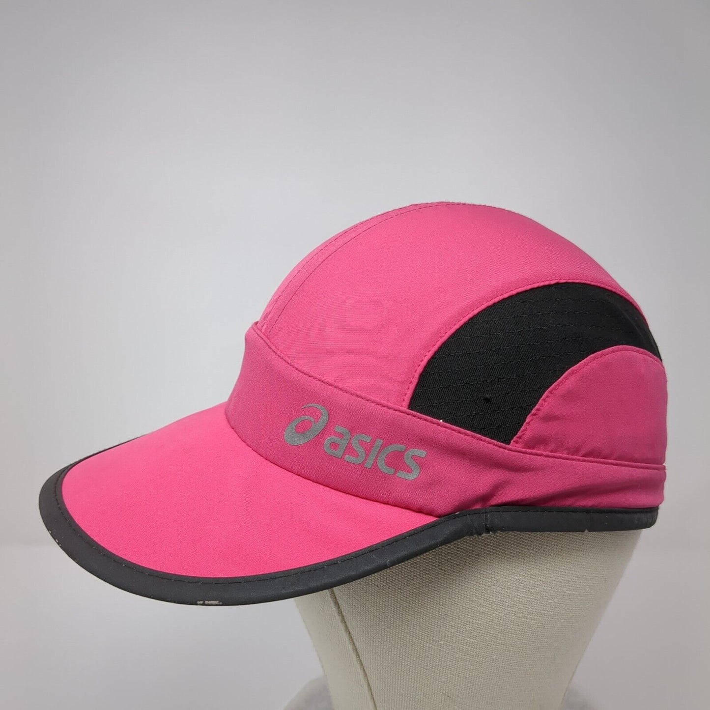 Asics Strapback Hat Pink One Size Adjustable Black Trim Running Outdoor