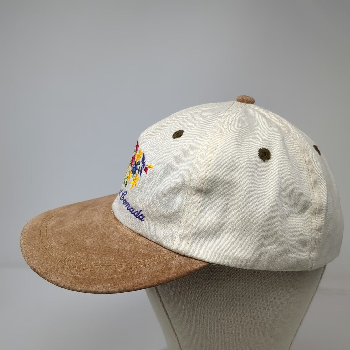 Cityscape Montreal Canada Flower White Brown Suede One Size Baseball Cap Hat