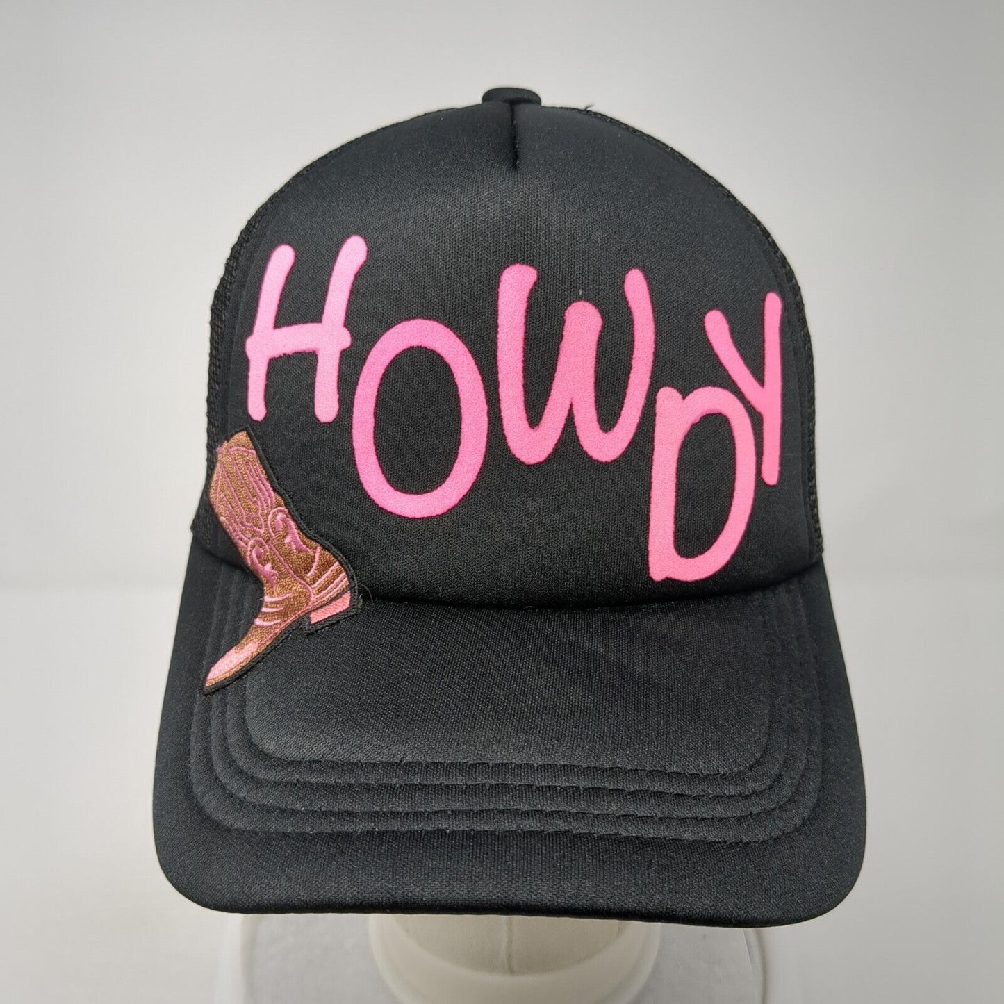 Howdy Snapback Trucker Hat Black One Size Adjustable Embroidered Mesh Back