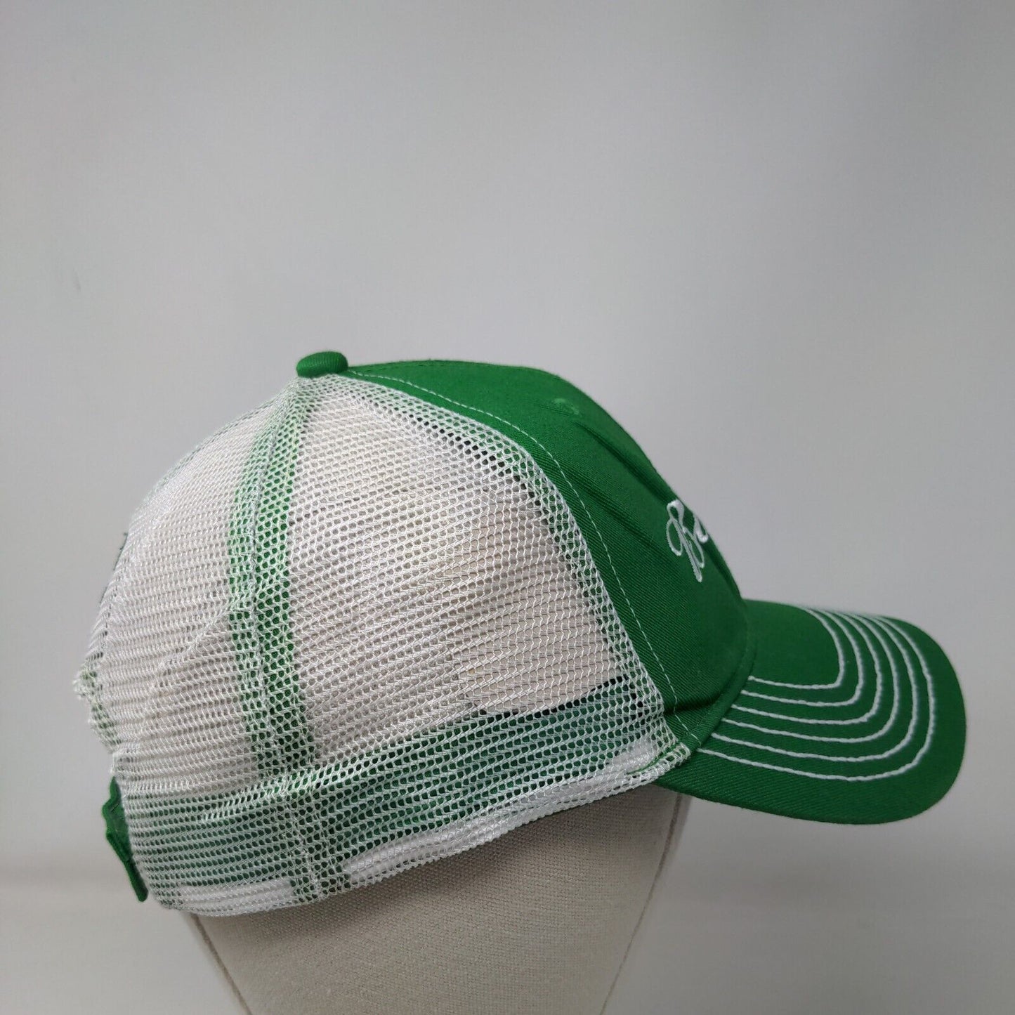 Budweiser Strapback Trucker Hat Green OSFM Embroidered Mesh Back Clover
