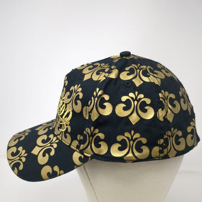 Dereon 5 Panel Black Gold Scroll Pattern Embroidery One Size Hat Streetwear