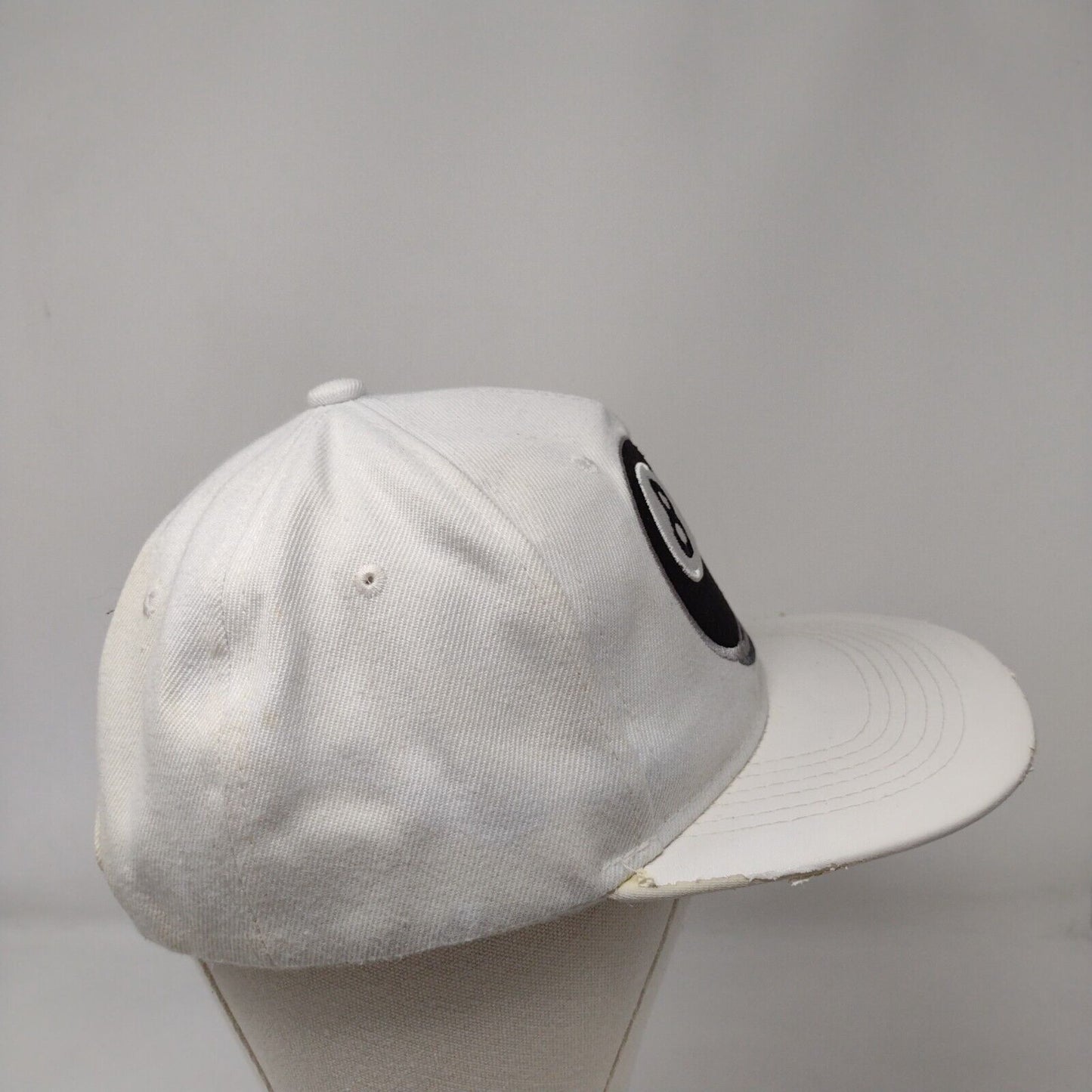 8 Ball Snapback Hat White One Size Adjustable Embroidered 6 Panel Joy Cap