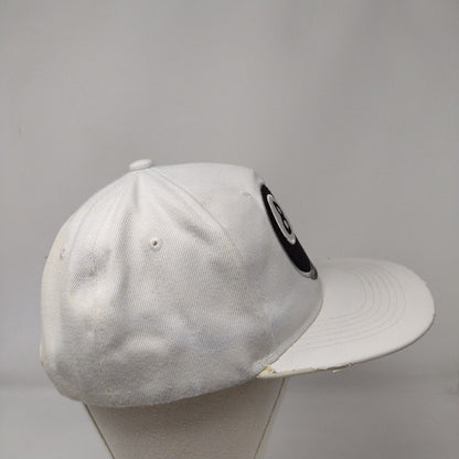 8 Ball Snapback Hat White One Size Adjustable Embroidered 6 Panel Joy Cap