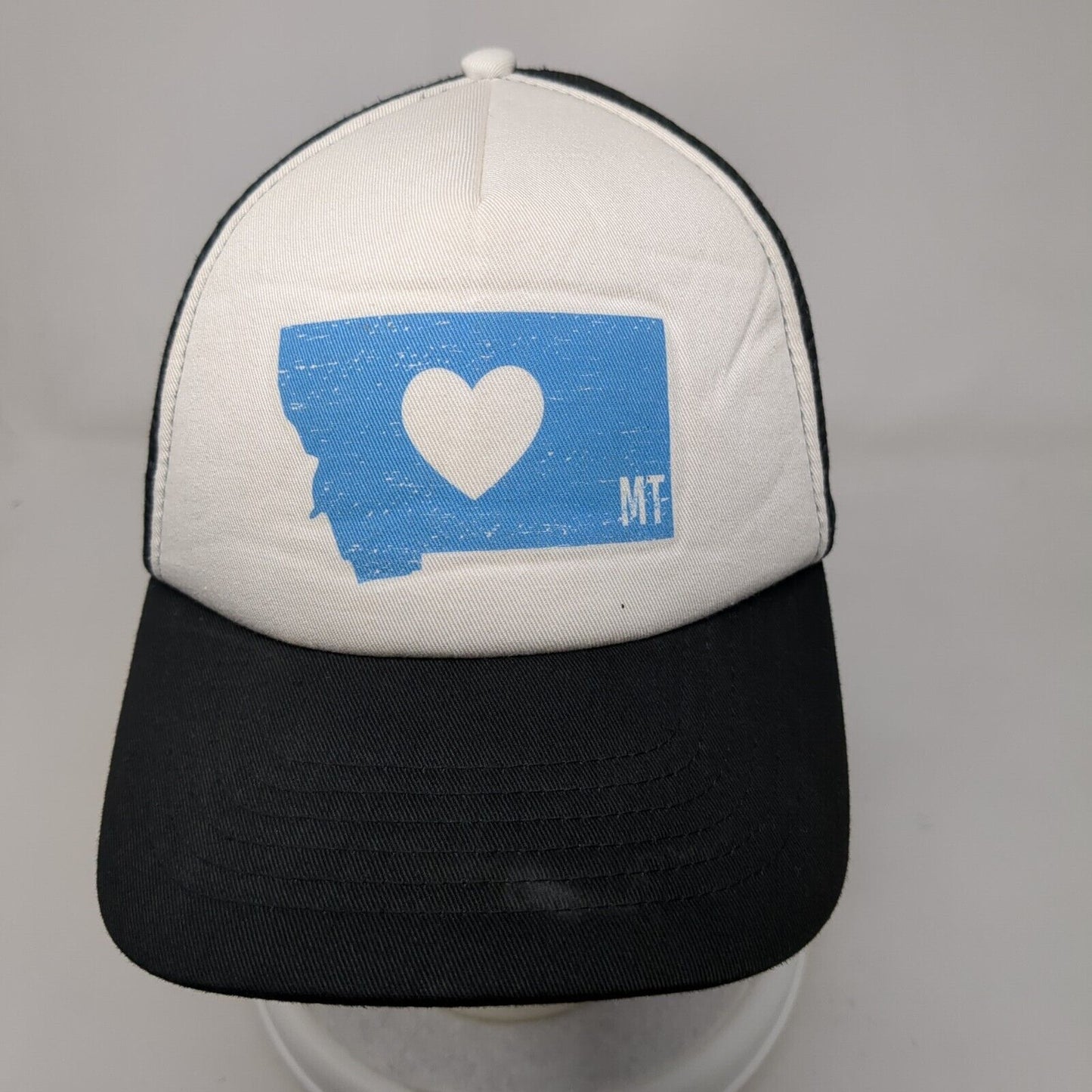 Heart Montana MT Snapback Mesh Back Trucker Hat Black OSFA Colorblock