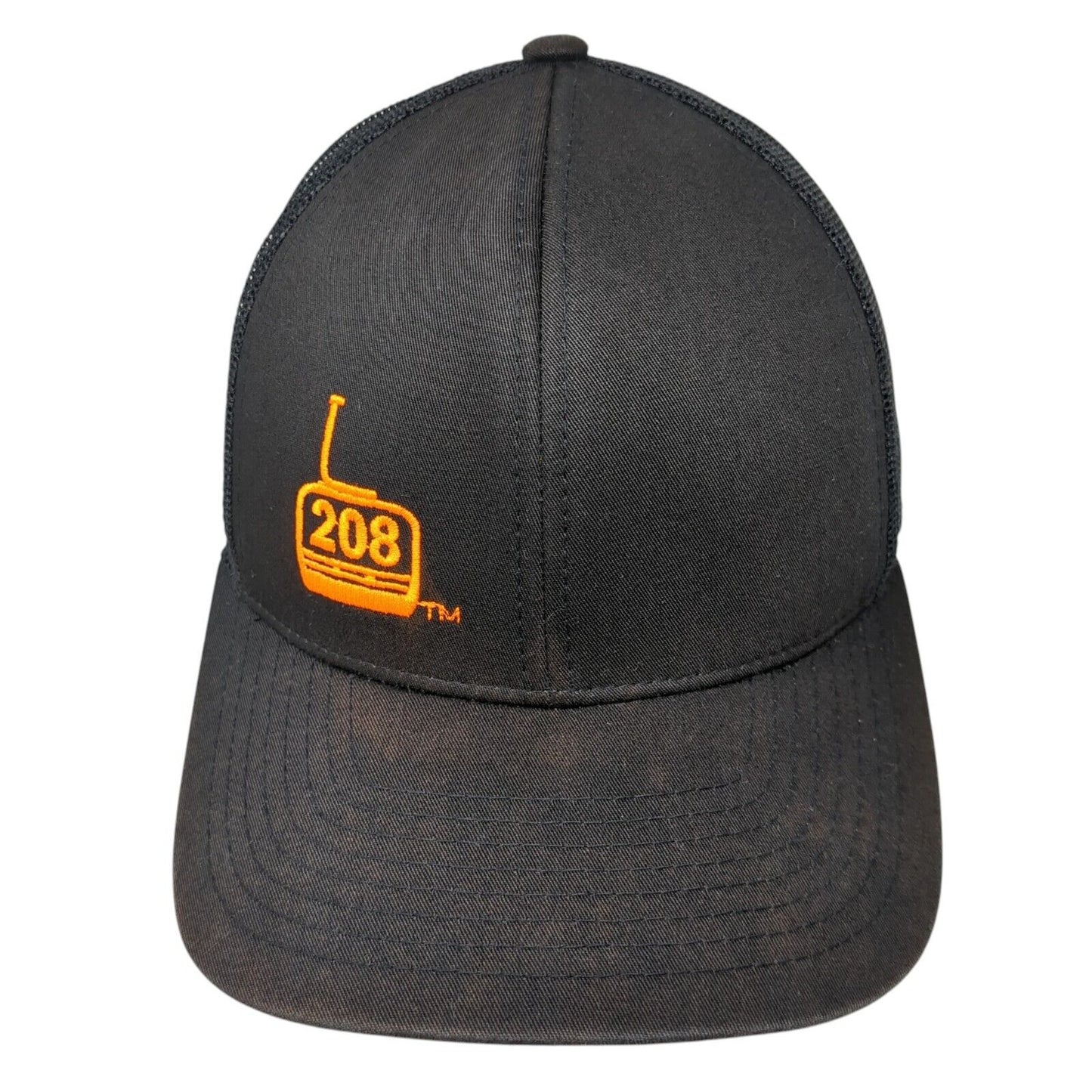 208 Logo Snapback Mesh Back Trucker Hat Black One Size Solid Mesh Back