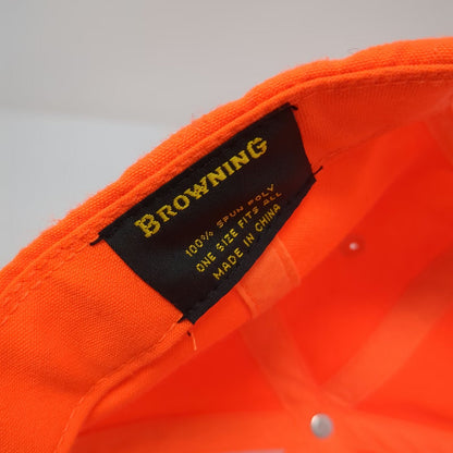 Browning Baseball Cap Orange One Size Strapback Buckmark Logo Hunting Safety Hat