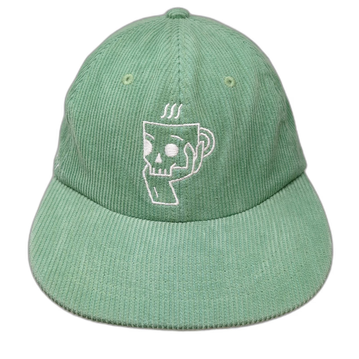 Pine Coffee Supply Baseball Cap Green One Size Corduroy Skull Mug Strapback Hat