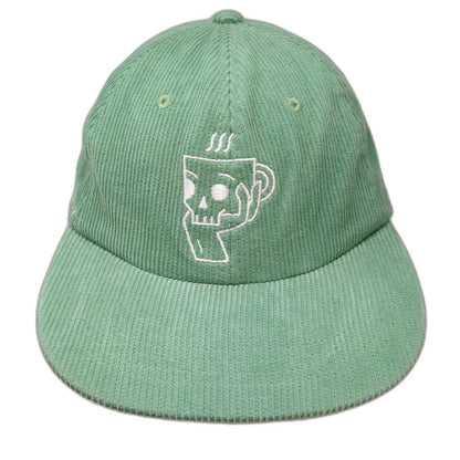 Pine Coffee Supply Baseball Cap Green One Size Corduroy Skull Mug Strapback Hat