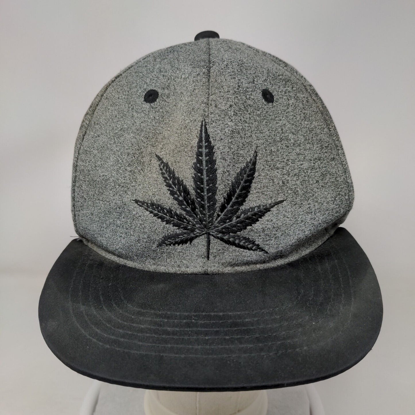 Marijuana Weed Logo Hat Cap Gray Black Embroidered 100% Polyester