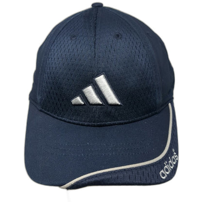 Adidas Baseball Cap Blue White 7 1/4 Fitted Hat Mesh Logo Curved Brim Piping