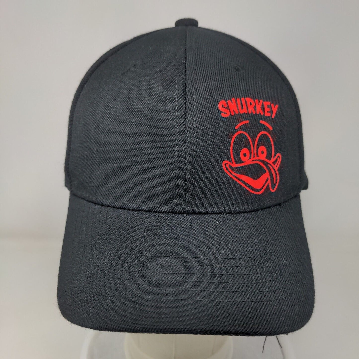 Snurkey Strapback Hat Black One Size Adjustable Graphic Print Vented Holes