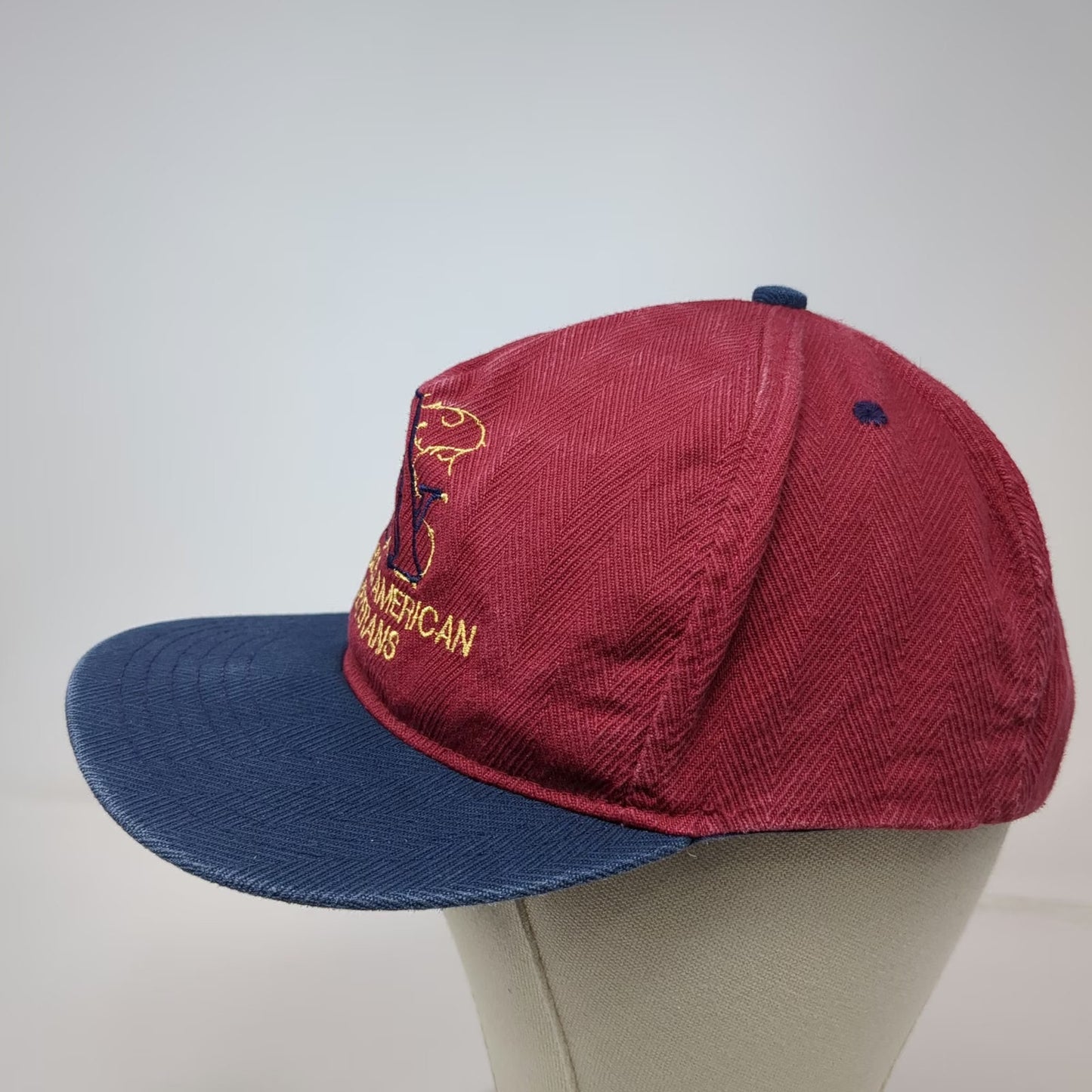 Flockaps 5 Panel Red Blue OS Disabled American Veterans Slideback Hat Vintage