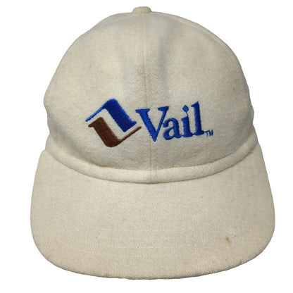 C.C Baseball Cap Beige Blue Brown M Vail Logo Wool Blend Fitted Stretch Hat