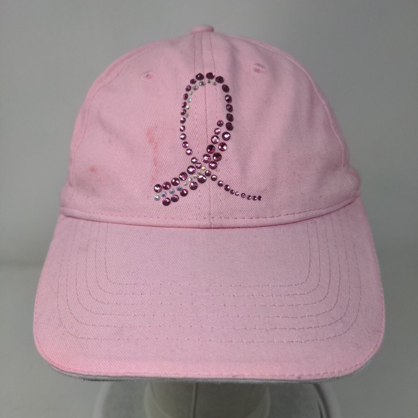 Breast Cancer Awareness Pink Ribbon Bling Strapback Hat Pink One Size