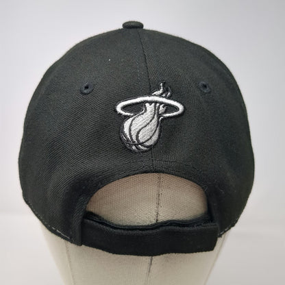 New Era NBA Miami Heat Black One Size Cap Hat Embroidered Logo Curved Brim Strap