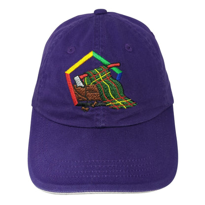 Port Authority Strapback Hat Purple One Size Embroidered Adjustable