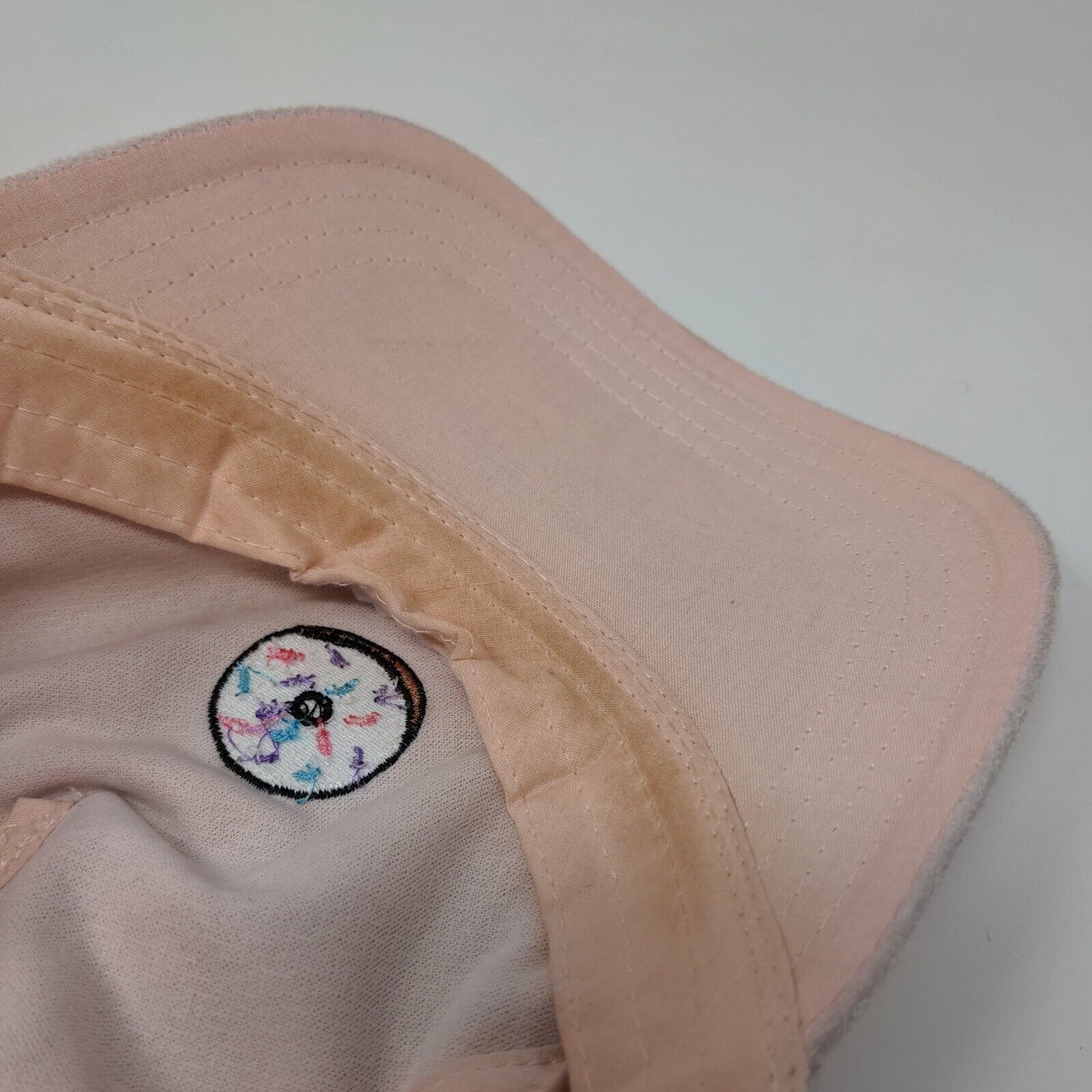 Doughnut Slideback Hat Pink One Size Adjustable Embroidered Velour 6 Panel