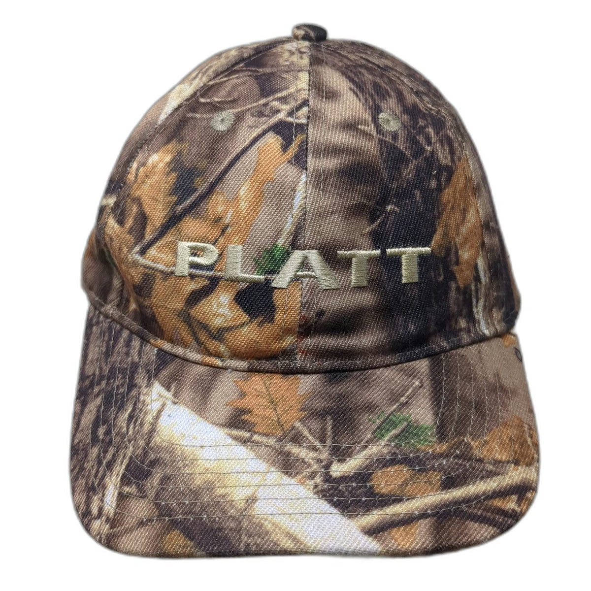 Brown Camo Platt Embroidered Baseball Cap Hat One Size Hunting Fishing Outdoors