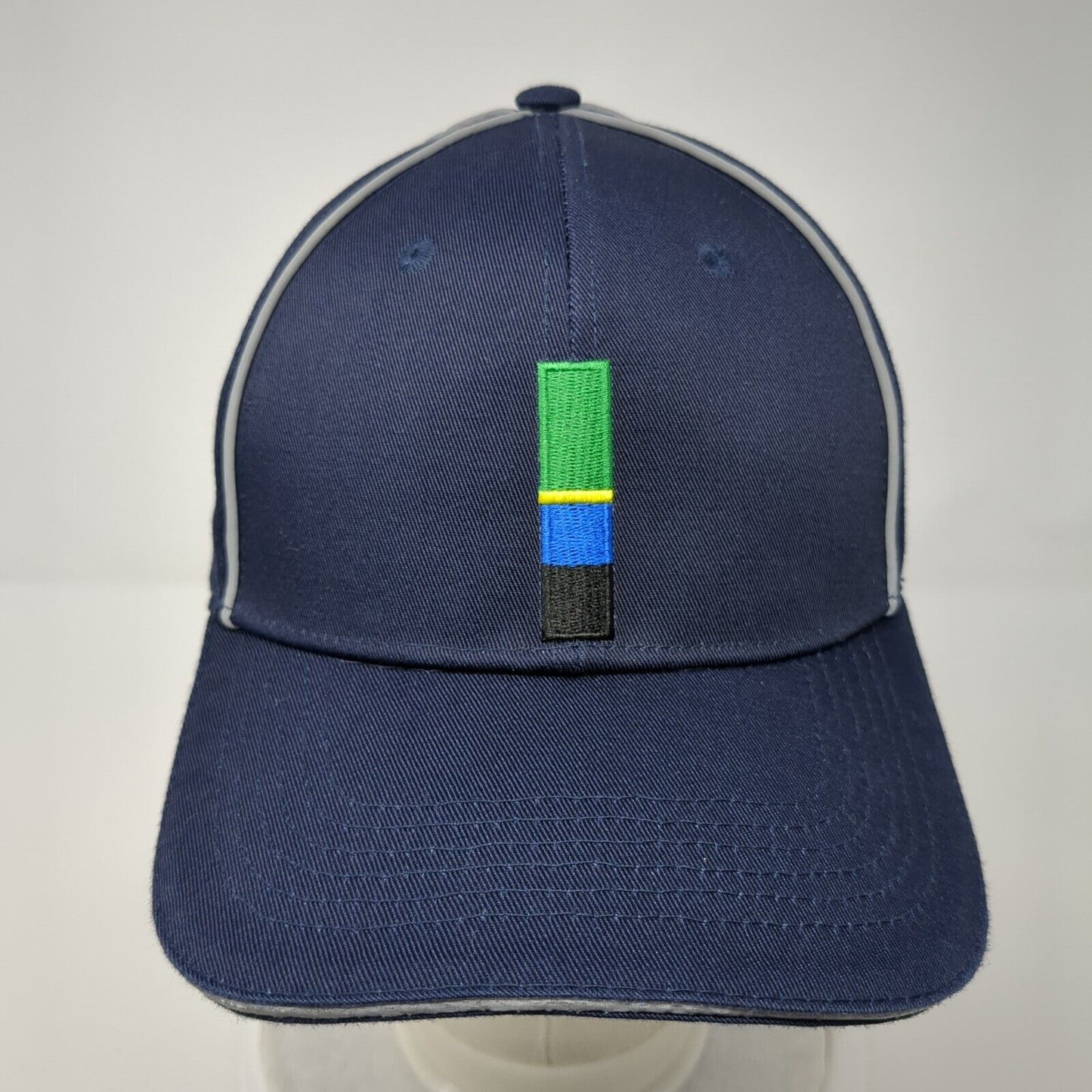 Image Solutions Strapback Hat Blue One Size Embroidered Logo Piping