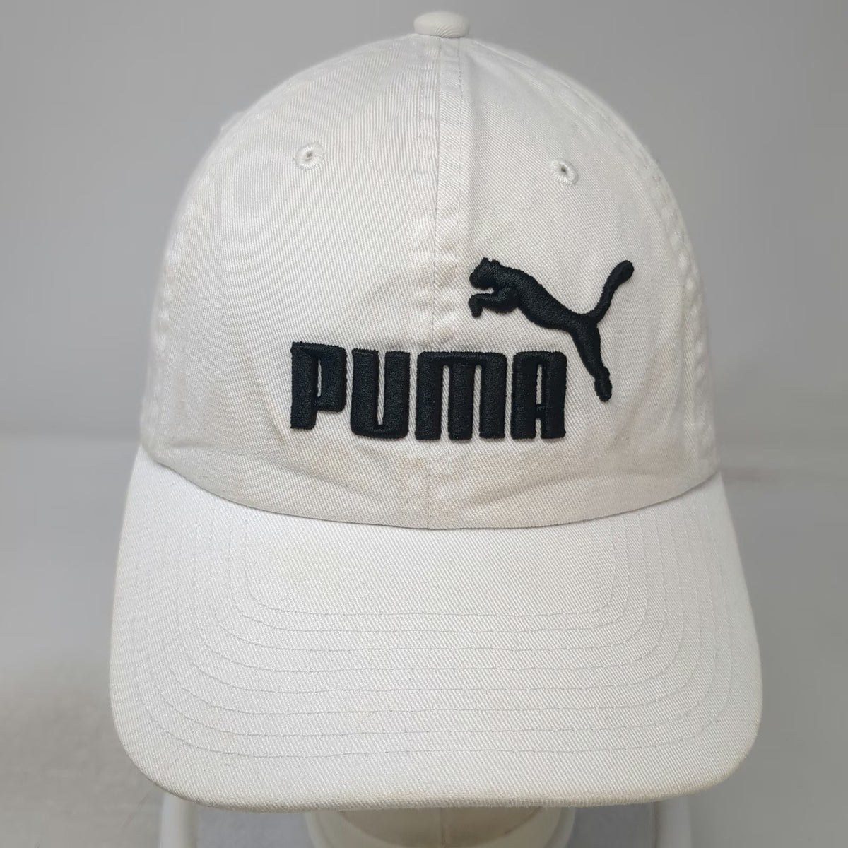 Puma Baseball Cap White One Size Embroidered Logo Adjustable Slideback Hat