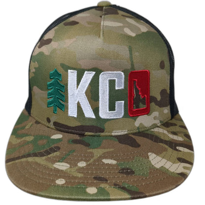 Yupoong Trucker Hat Green Camo One Size Idaho KC Pine Tree Mesh Snapback Hat