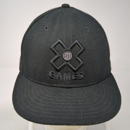 New Era X Games Black Snapback Hat One Size Flat Brim Structured Globe Logo