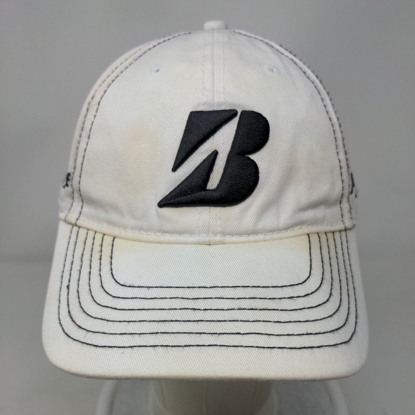 Bridgestone Golf Slideback Hat White One Size Embroidered Adjustable