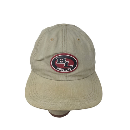 Vintage BL Bud Light Slideback Hat Made in USA OSFA Cap Patch Logo Tan