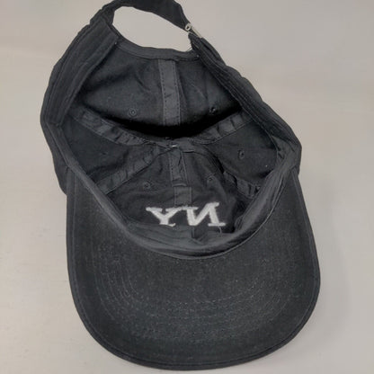 NY Slideback Hat Black One Size Embroidered Adjustable Solid 6 Panel