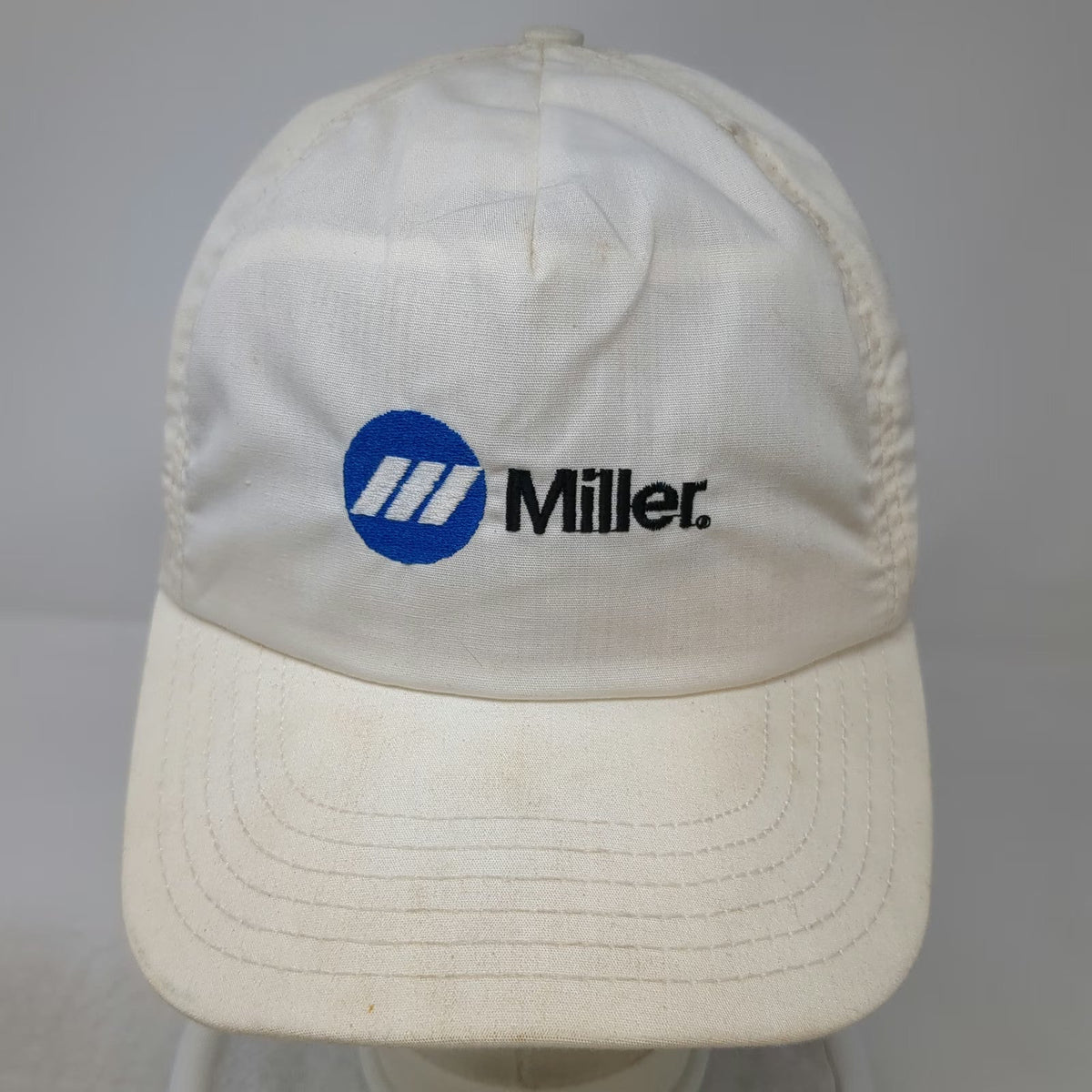 Size-A-Just 5 Panel White One Size Miller Beer Logo Snapback Hat Made In USA