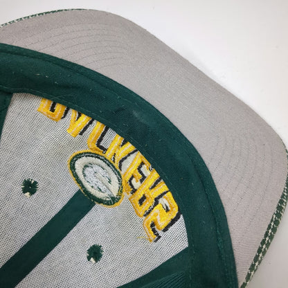 Green Bay Packers NFL Logo Athletic Green Hat Patterned Brim Strapback Vintage