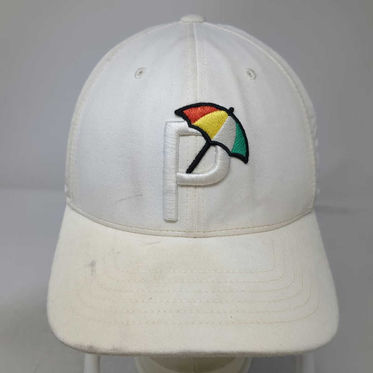 Puma Snapback Hat White One Size Arnold Palmer Umbrella P Logo Golf 110 Cap
