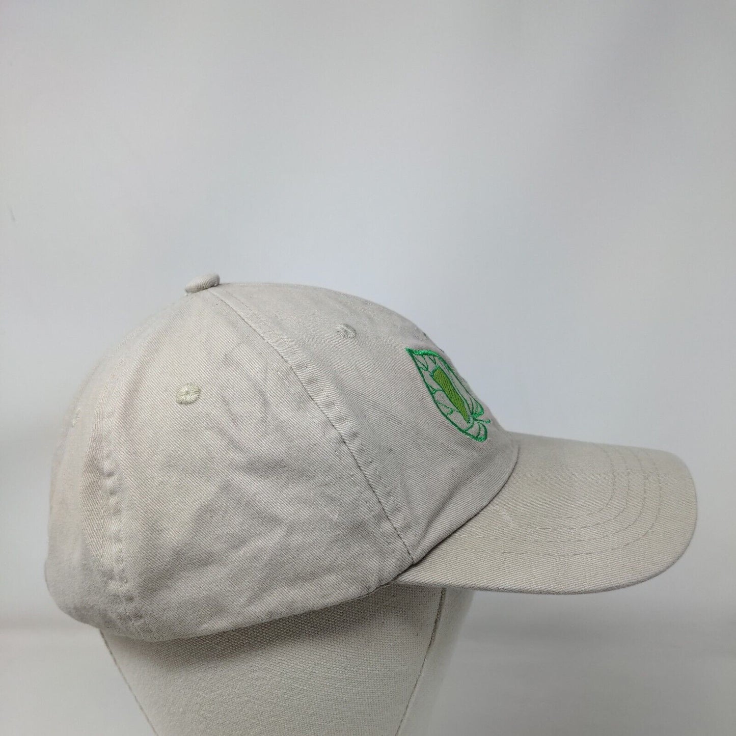 Earthday Indiana Slideback Hat Tan OSFA Adjustable Embroidered Vented Holes