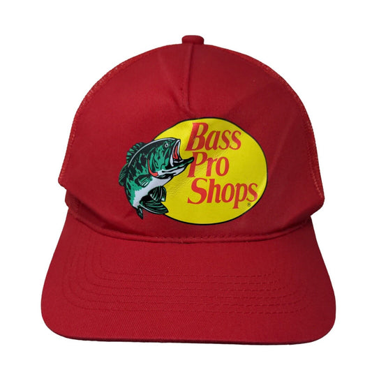 Bass Pro Shops Snapback Trucker Hat Red OSFM Adjustable Breathable Mesh Back