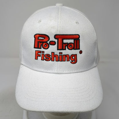 Pro-Troll Fishing White One Size Baseball Cap Strapback Structured Hat Logo