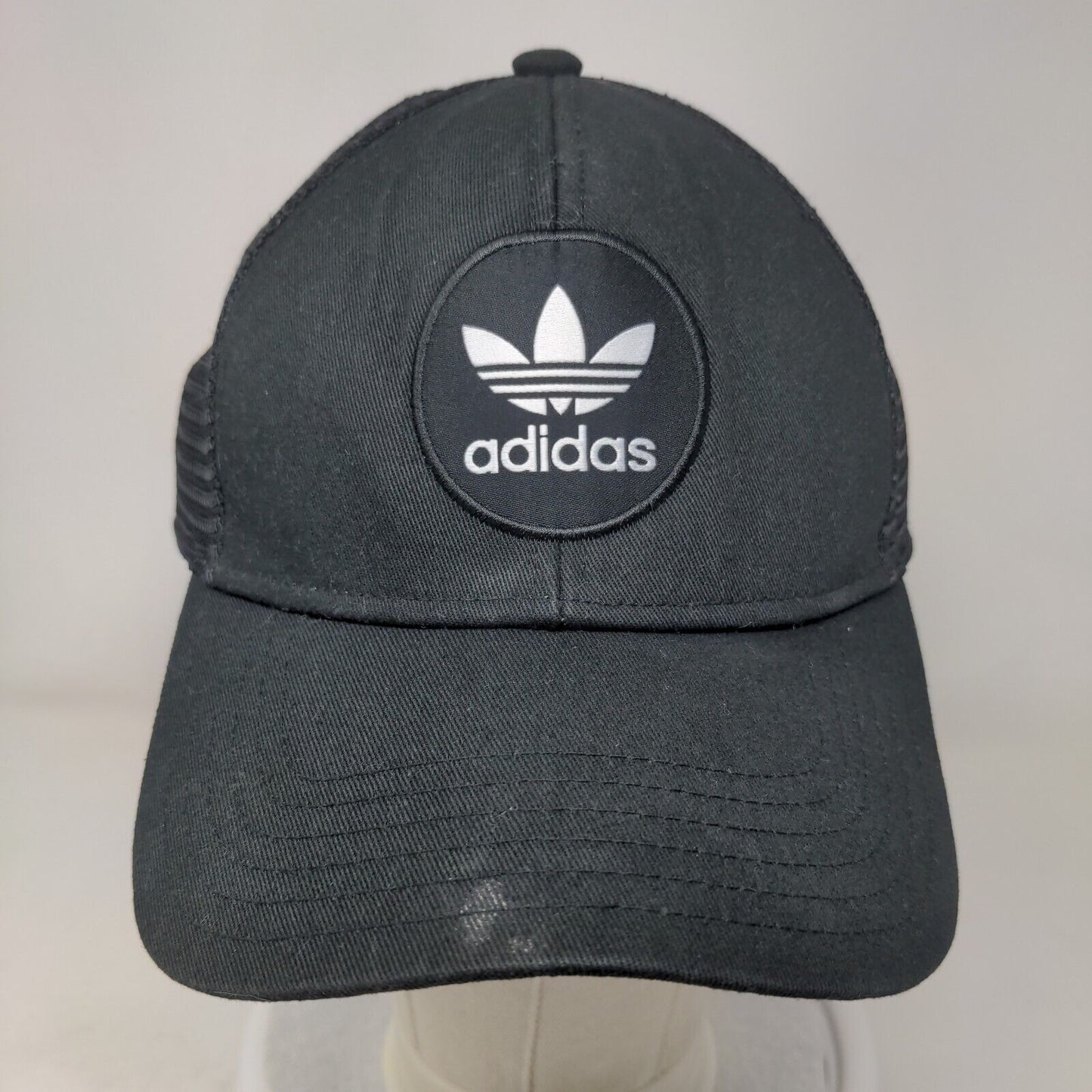 Adidas Snapback Trucker Hat Black OSFM Adjustable Embroidered Logo Mesh Back