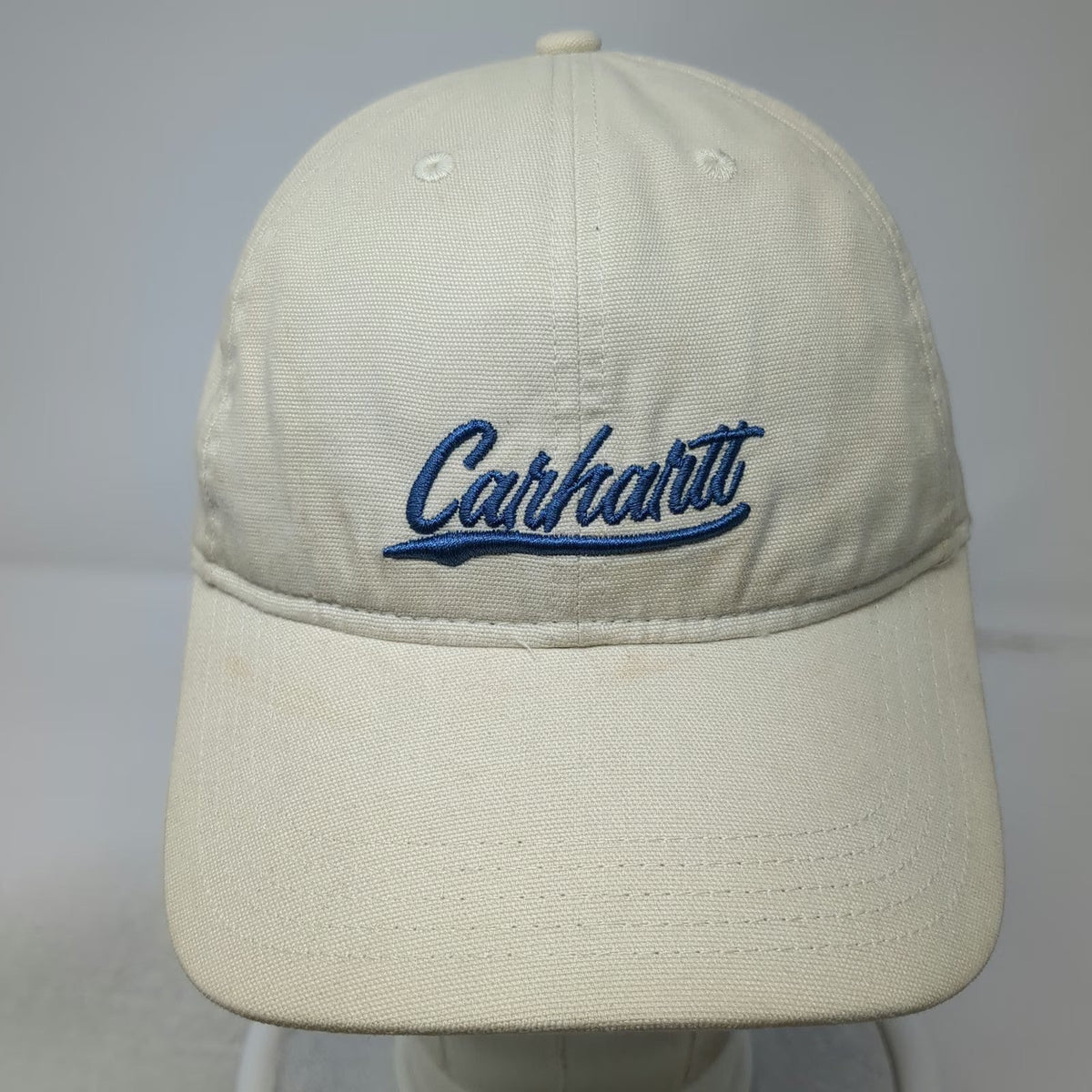 Carhartt Baseball Cap Beige One Size Slideback Blue Script Embroidery Logo Hat