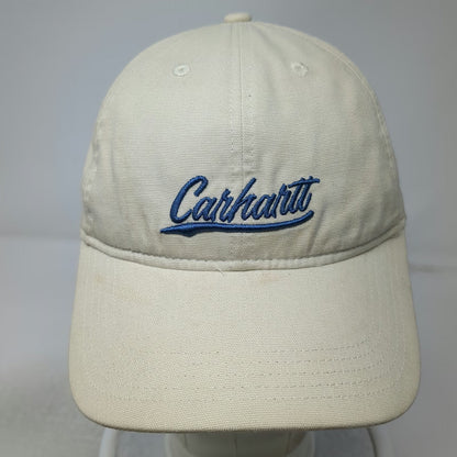 Carhartt Baseball Cap Beige One Size Slideback Blue Script Embroidery Logo Hat