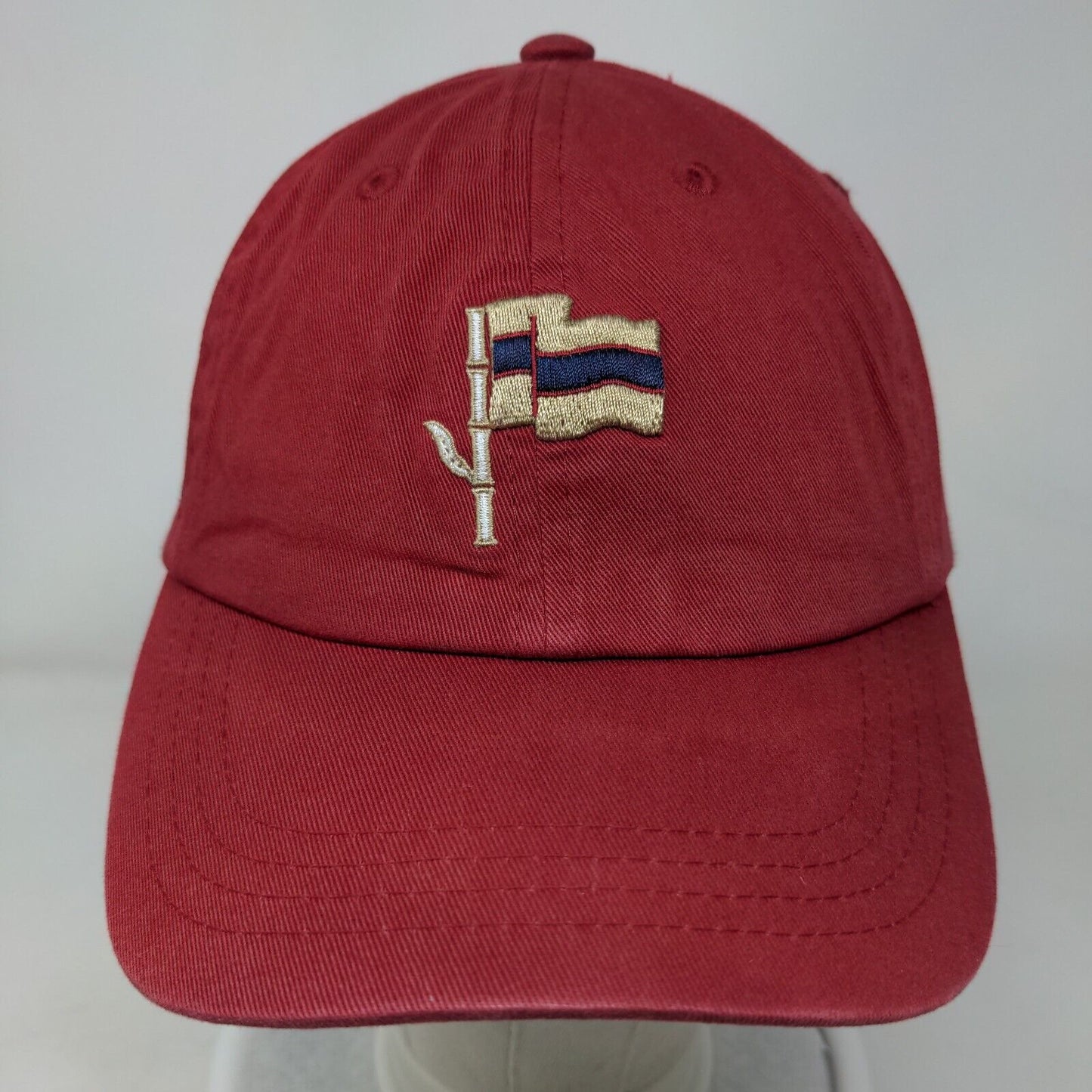 Canebrake Strapback Hat Red One Size Embroidered Logo Imperial