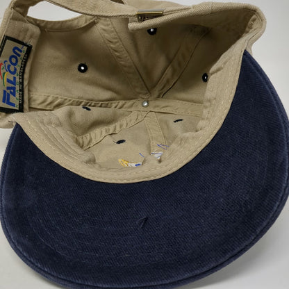 Falcon Headwear Baseball Cap Beige One Size Blue JP Logo Two Tone Slideback hat
