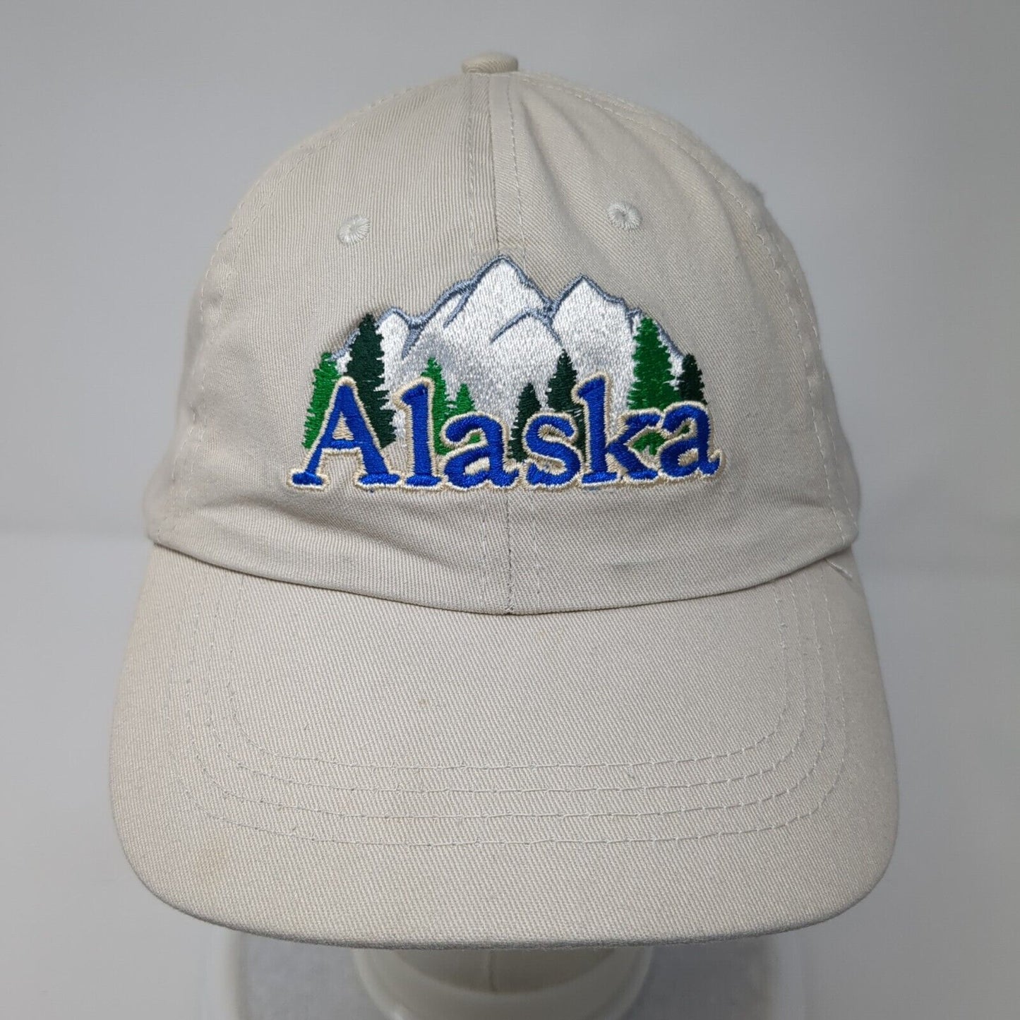 Alaska Strapback Hat Tan One Size Adjustable Embroidered Patriotic 6 Panel