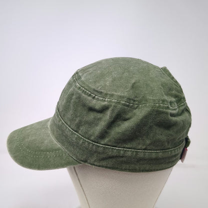 ponyflo Army Cap Green One Size Ponytail Opening Strapback Hat Cotton Washed
