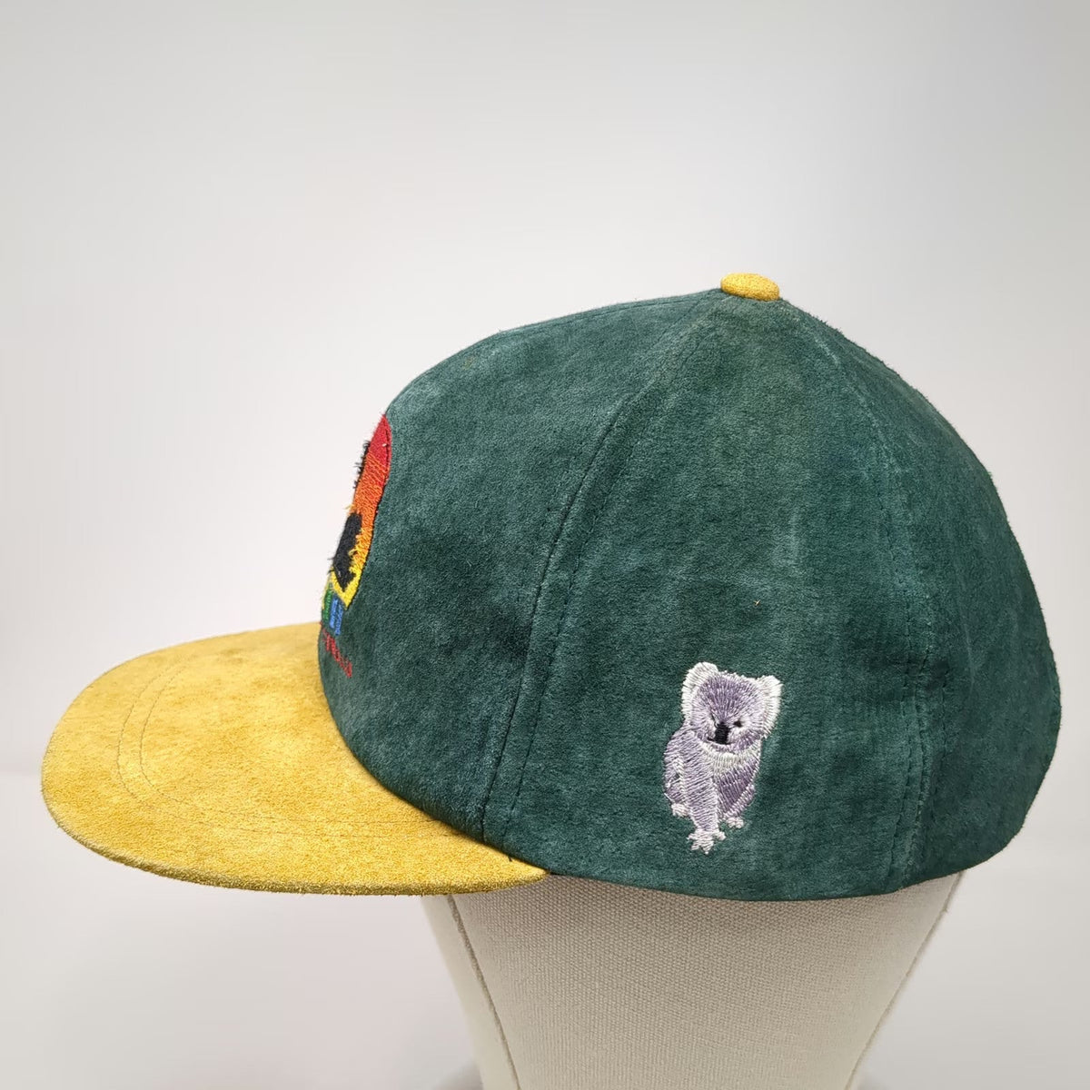 Perth Western Australia Green Baseball Cap One Size Leather Suede Hat Koala Swan