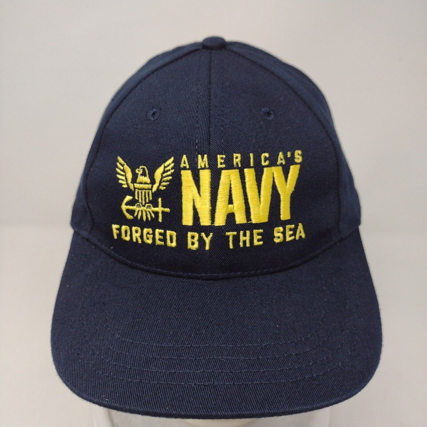 America's Navy Forged by The Sea Strapback Hat Blue OSFA Adjustable Embroidered