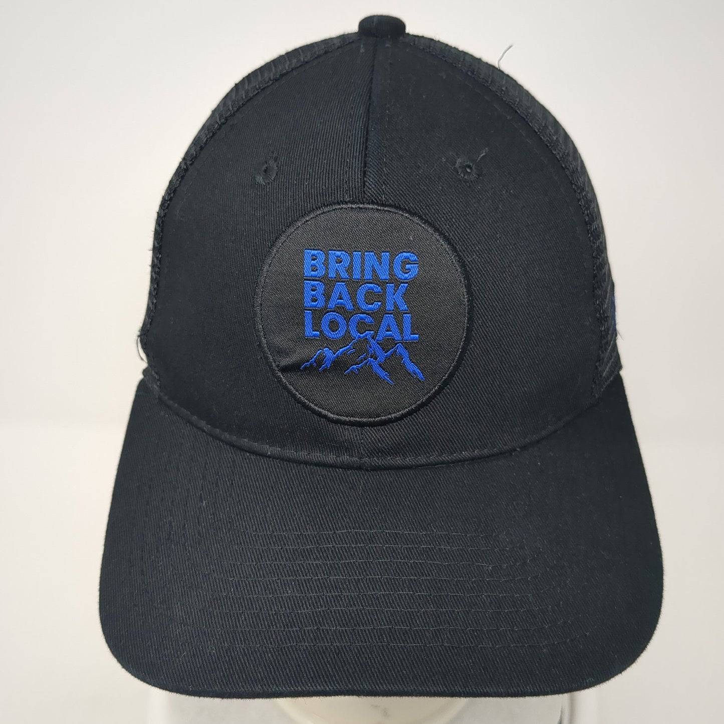 Bring Back Local Patch Snapback Trucker Hat Black One Size Mesh Back