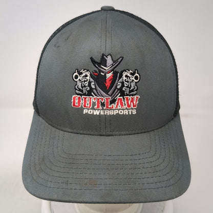 Pacific Headwear Trucker Hat Gray One Size Outlaw Powersports Snapback Gun Mesh