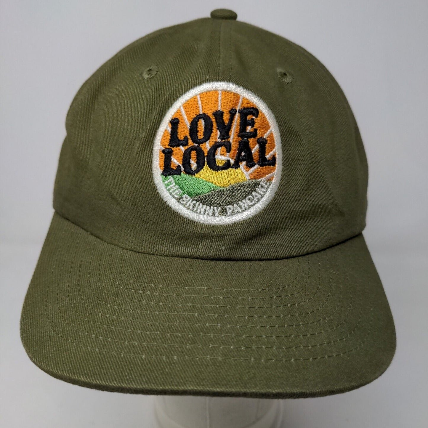 Weld MFG Men's Slideback Hat Green Embroidered Love Local Logo Skinny Pancake